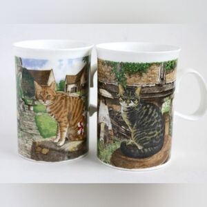 Dunoon Farmyard Cats Mugs: Richard Partis Tabby Cat Set Cat Lover Gift